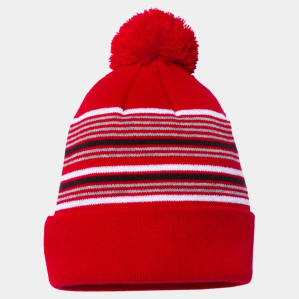 12" Striped Pom-Pom Cuffed Beanie Thumbnail