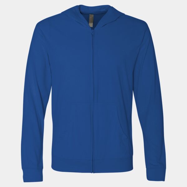 Unisex Sueded Long Sleeve Hooded Full Zip T-Shirt Thumbnail