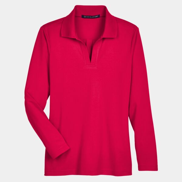 Women's CrownLux Performance® Plaited Long Sleeve Polo Thumbnail