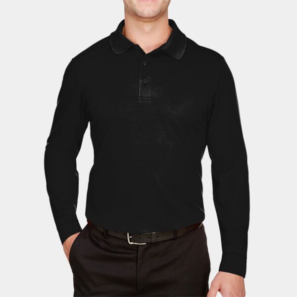 Men's Tall CrownLux Performance® Plaited Long Sleeve Polo Thumbnail