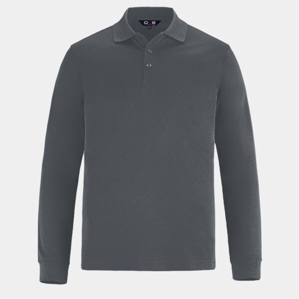 Men's Long Sleeve Pique Mesh Polo Thumbnail