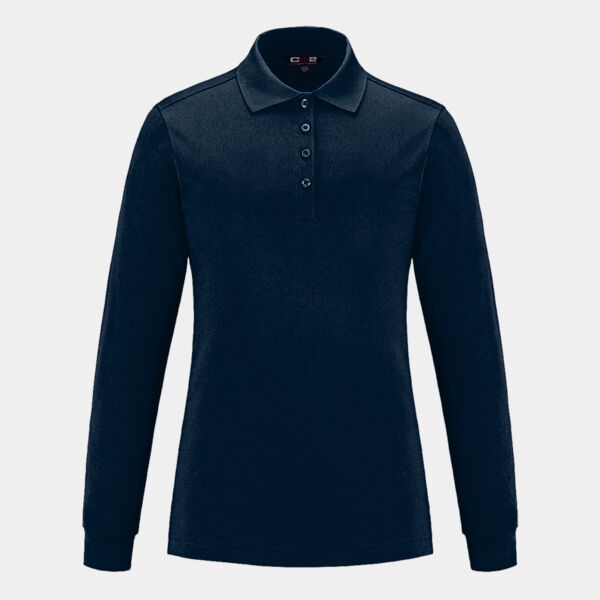 Ladies Long Sleeve Pique Mesh Polo Thumbnail