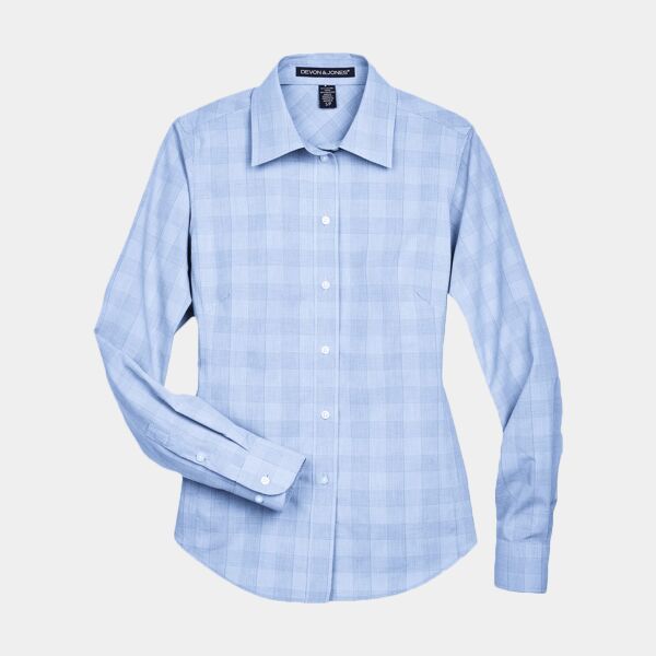 Women's Crown Collection® Glen Plaid Woven Dress Shirt Thumbnail