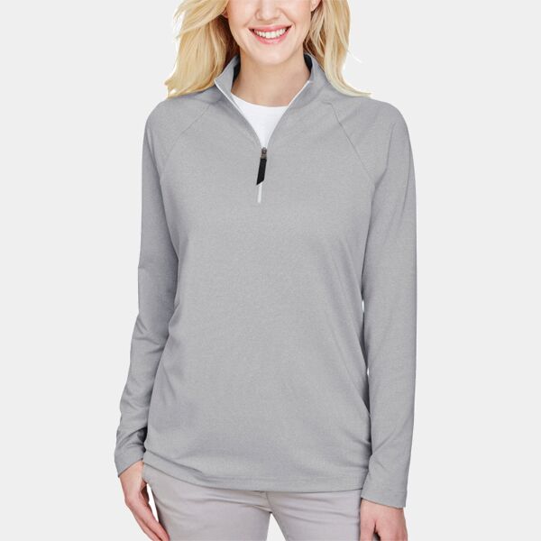 Women's CrownLux Performance® Clubhouse Micro-Stripe Quarter-Zip Pullover Thumbnail
