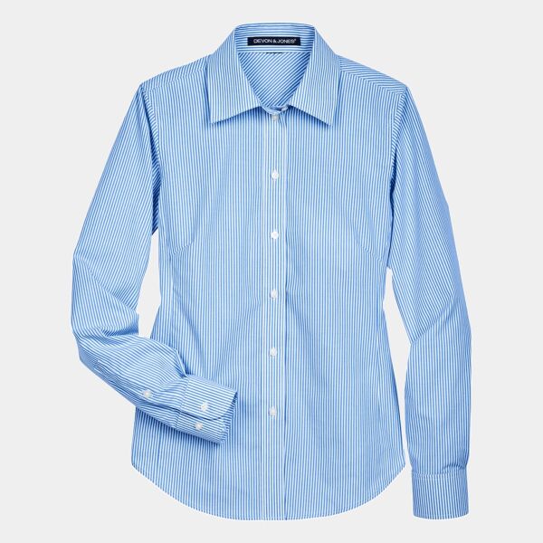 Women's Crown Collection® Banker Stripe Woven Dress Shirt Thumbnail