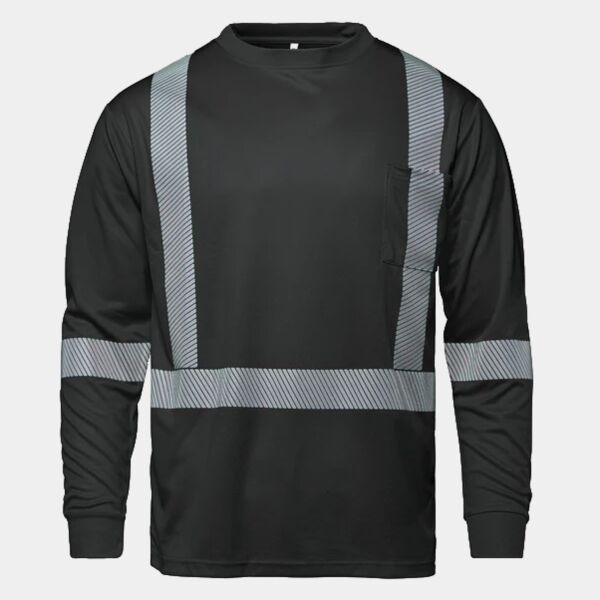 Long Sleeve Hi-VIS T-Shirt with Segmented Stripes Thumbnail